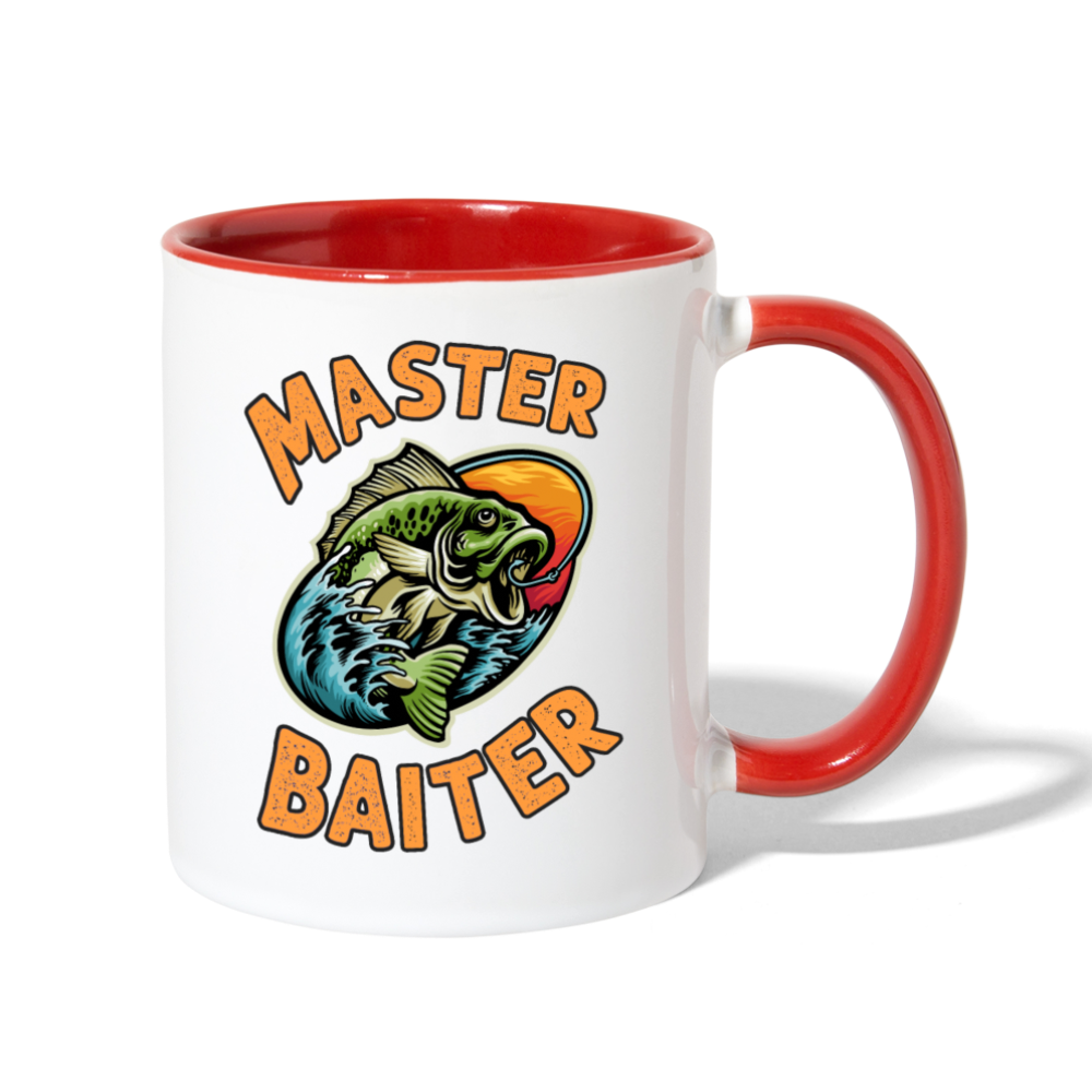 Master Baiter Funny Fishing Contrast Coffee Mug - white/red