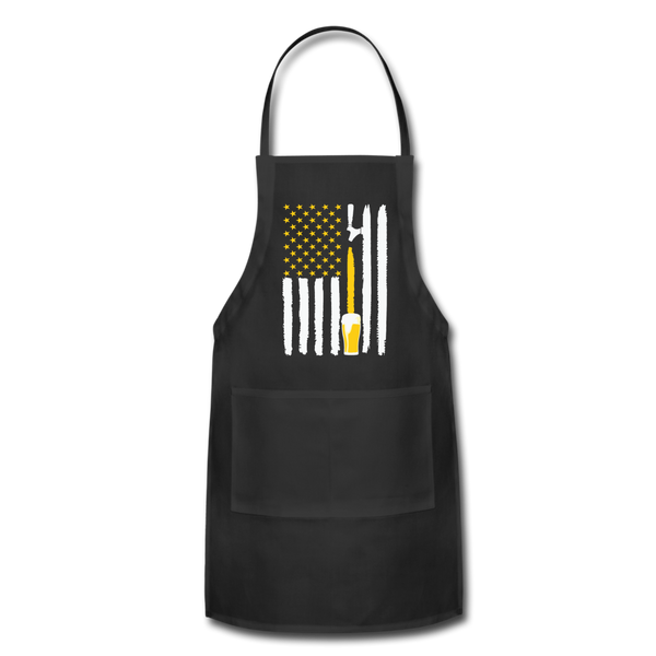 American Flag Tap Beer Adjustable Apron - black