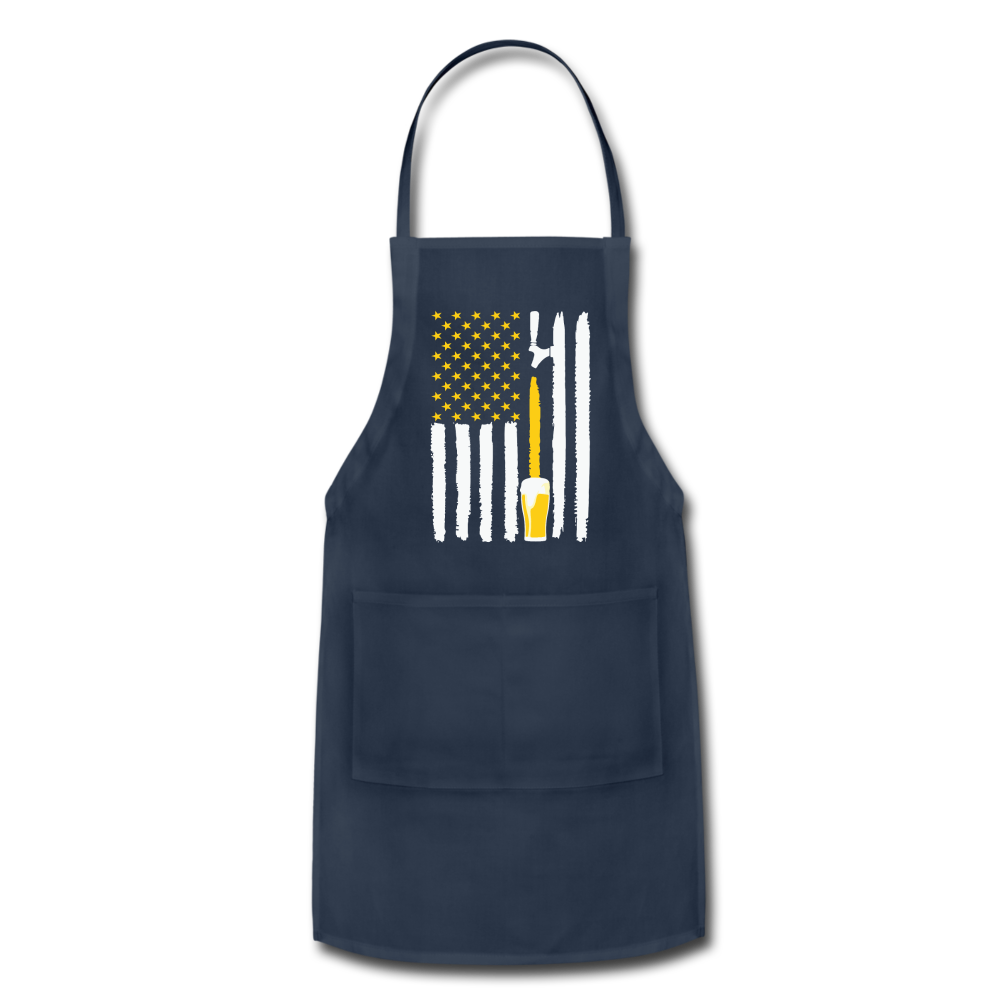 American Flag Tap Beer Adjustable Apron - navy