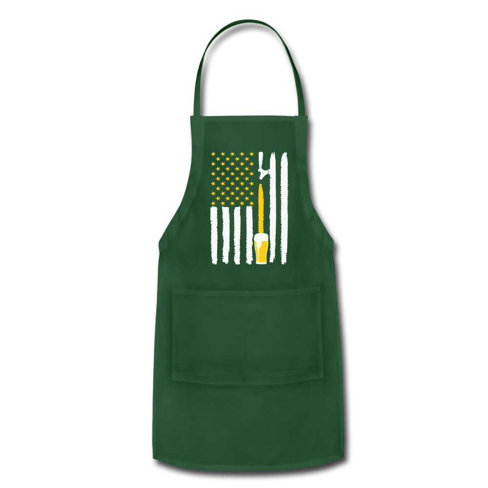 American Flag Tap Beer Adjustable Apron - forest green