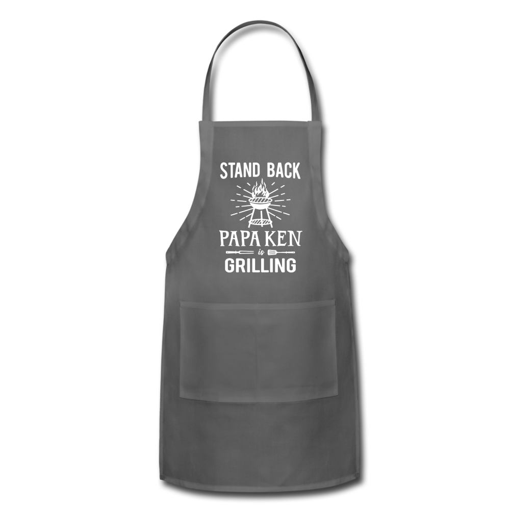 Stand Back Papa Ken Is Grilling Adjustable Apron - charcoal