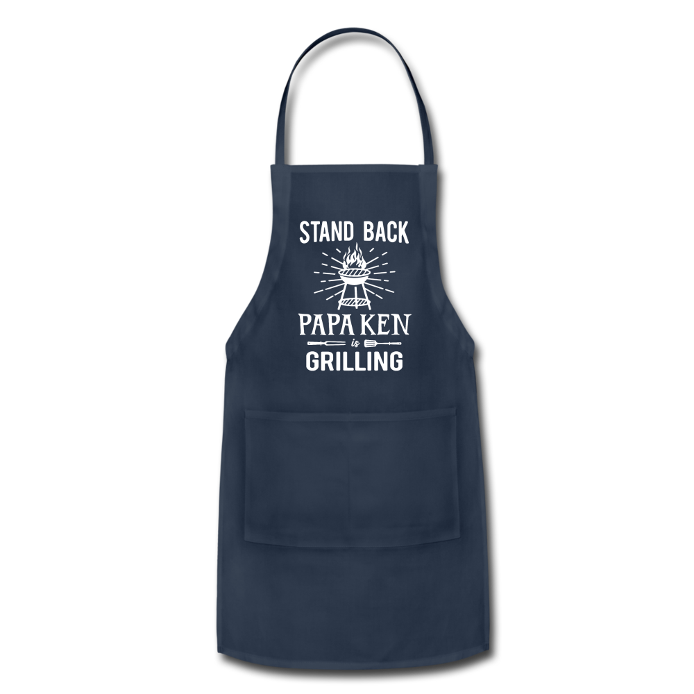 Stand Back Papa Ken Is Grilling Adjustable Apron - navy