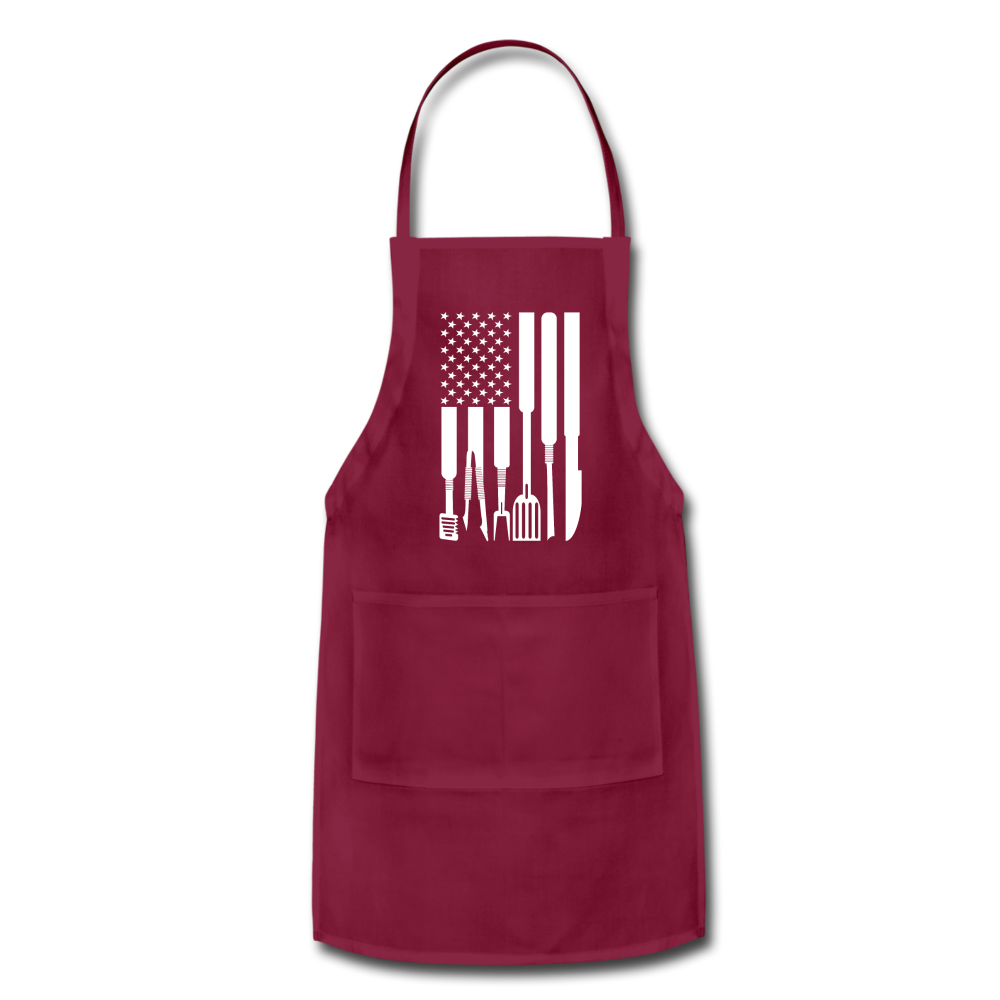 White American Flag Grilling Tools Adjustable Apron - burgundy
