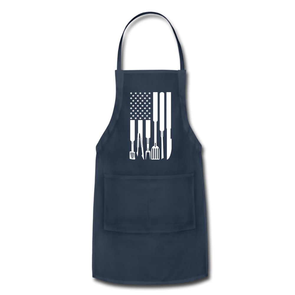 White American Flag Grilling Tools Adjustable Apron - navy