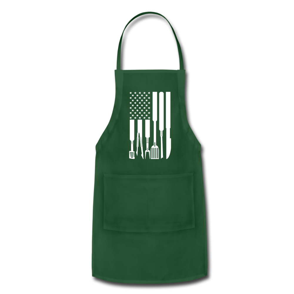 White American Flag Grilling Tools Adjustable Apron - forest green