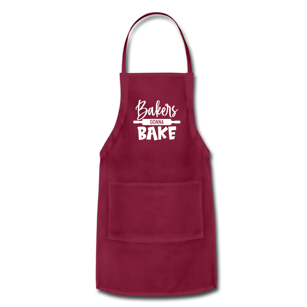 Bakers Gonna Bake Adjustable Apron - burgundy