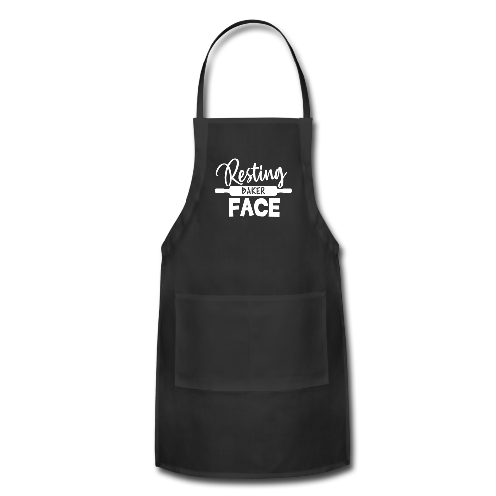 Resting Baker Face Adjustable Apron - black