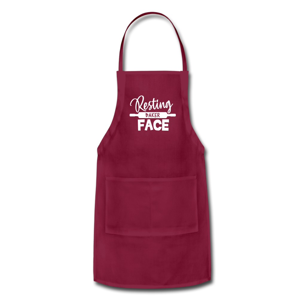 Resting Baker Face Adjustable Apron - burgundy