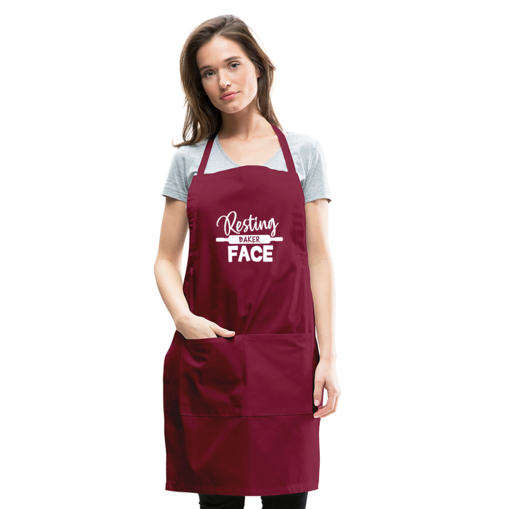 Resting Baker Face Adjustable Apron - burgundy