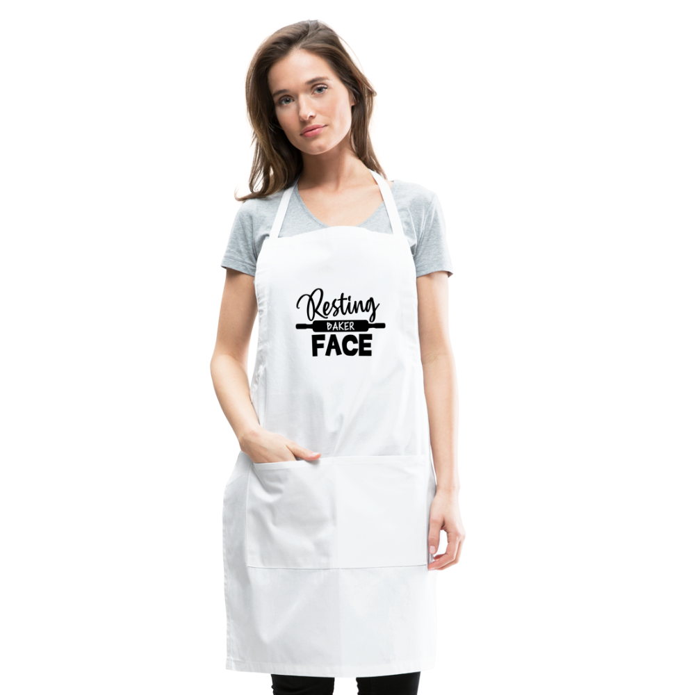 Resting Baker Face Adjustable Apron - white