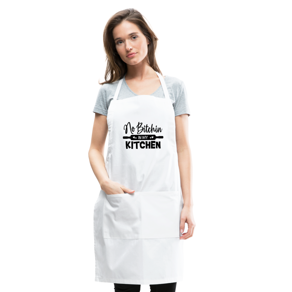 No Bitchin in My Kitchen Adjustable Apron - white