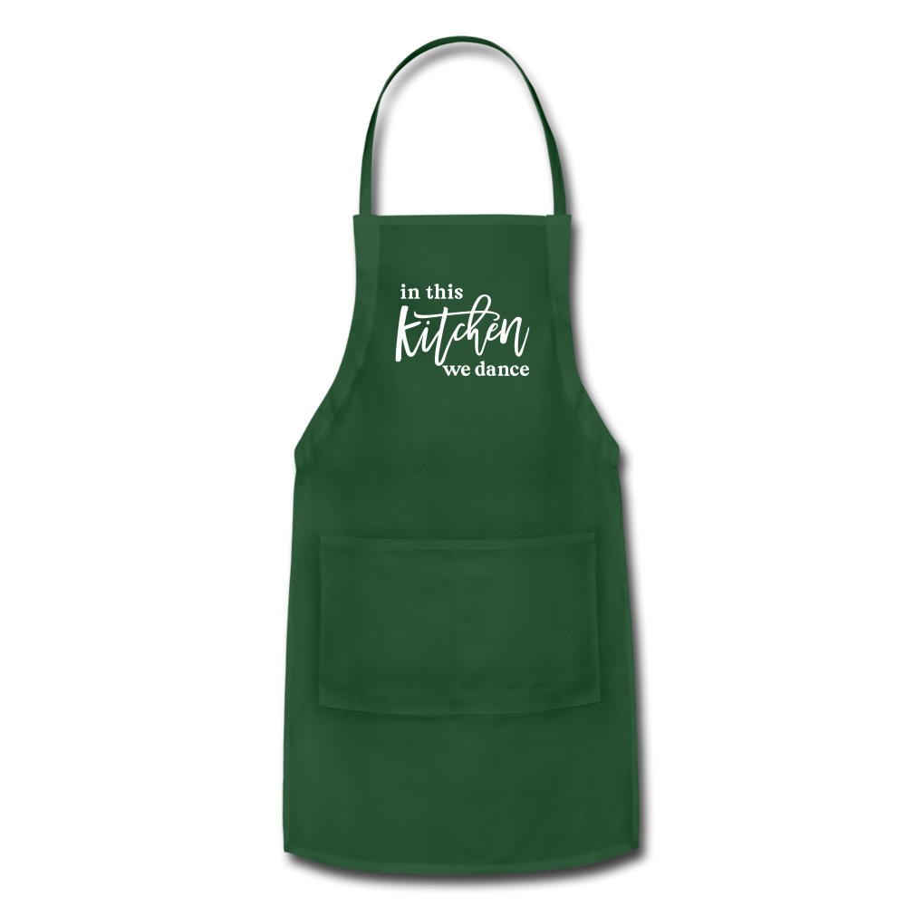 In This Kitchen We Dance Adjustable Apron - forest green