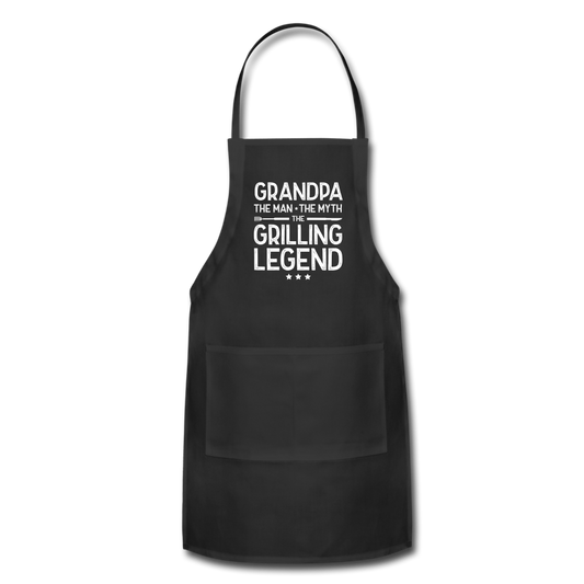 Grandpa the Man the Myth the Grilling Legend Adjustable Apron - black