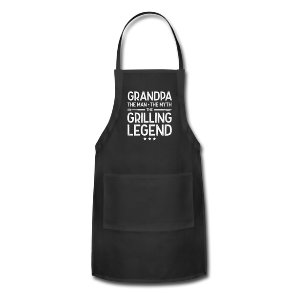 Grandpa the Man the Myth the Grilling Legend Adjustable Apron - black