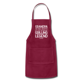 Grandpa the Man the Myth the Grilling Legend Adjustable Apron - burgundy