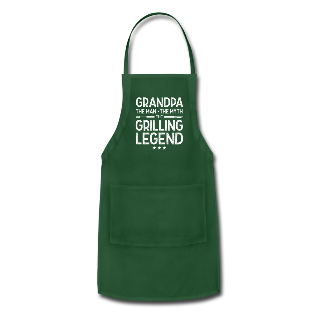 Grandpa the Man the Myth the Grilling Legend Adjustable Apron - forest green