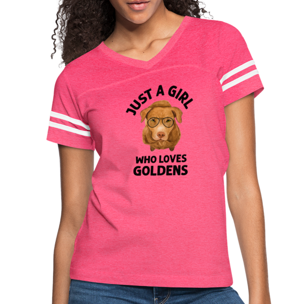 Just a Girl Who Loves Goldens Women’s Vintage Sport T-Shirt - vintage pink/white