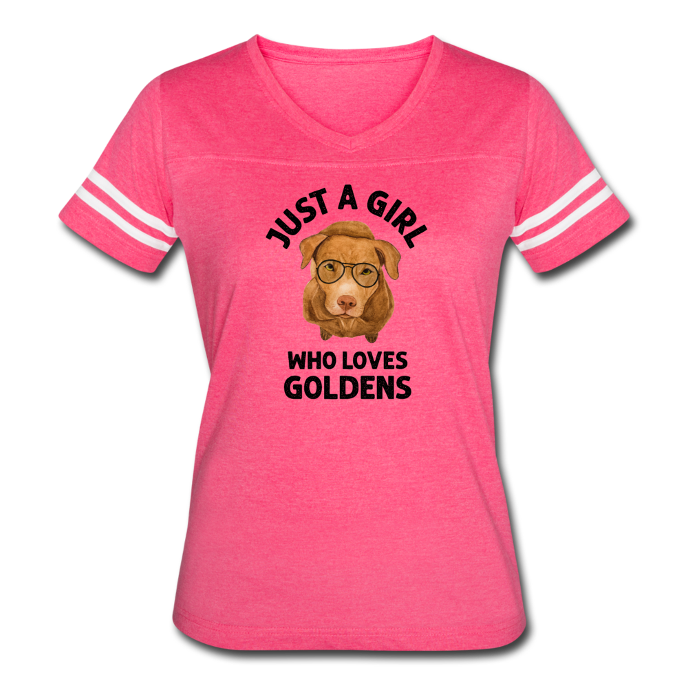 Just a Girl Who Loves Goldens Women’s Vintage Sport T-Shirt - vintage pink/white