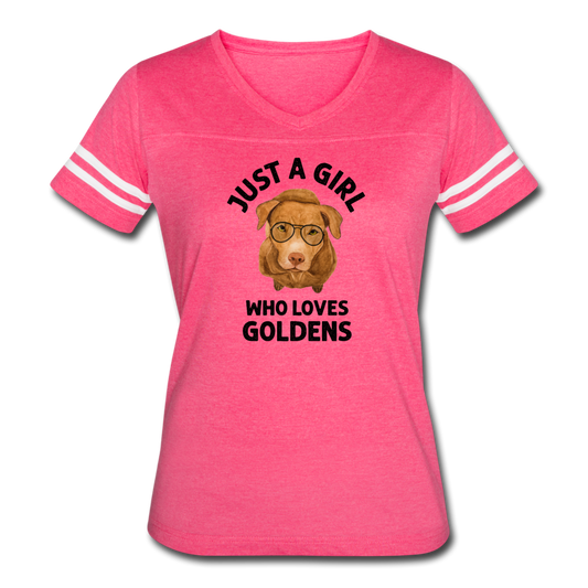 Just a Girl Who Loves Goldens Women’s Vintage Sport T-Shirt - vintage pink/white