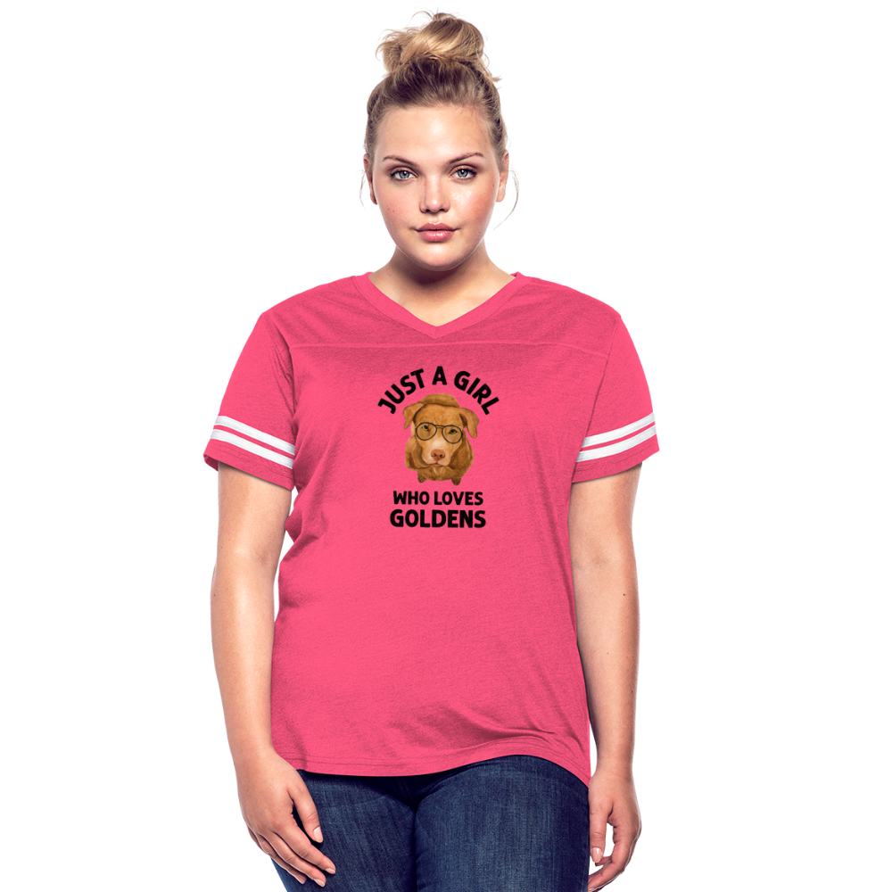 Just a Girl Who Loves Goldens Women’s Vintage Sport T-Shirt - vintage pink/white