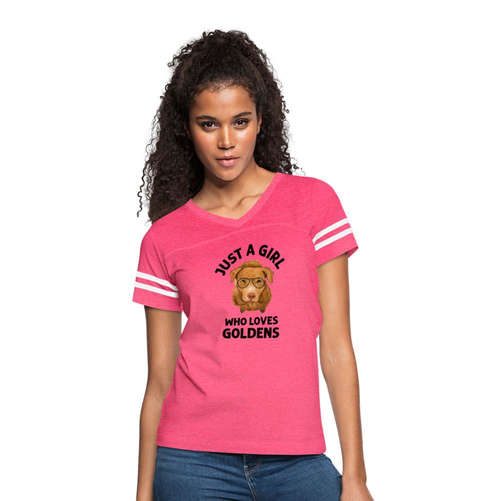 Just a Girl Who Loves Goldens Women’s Vintage Sport T-Shirt - vintage pink/white