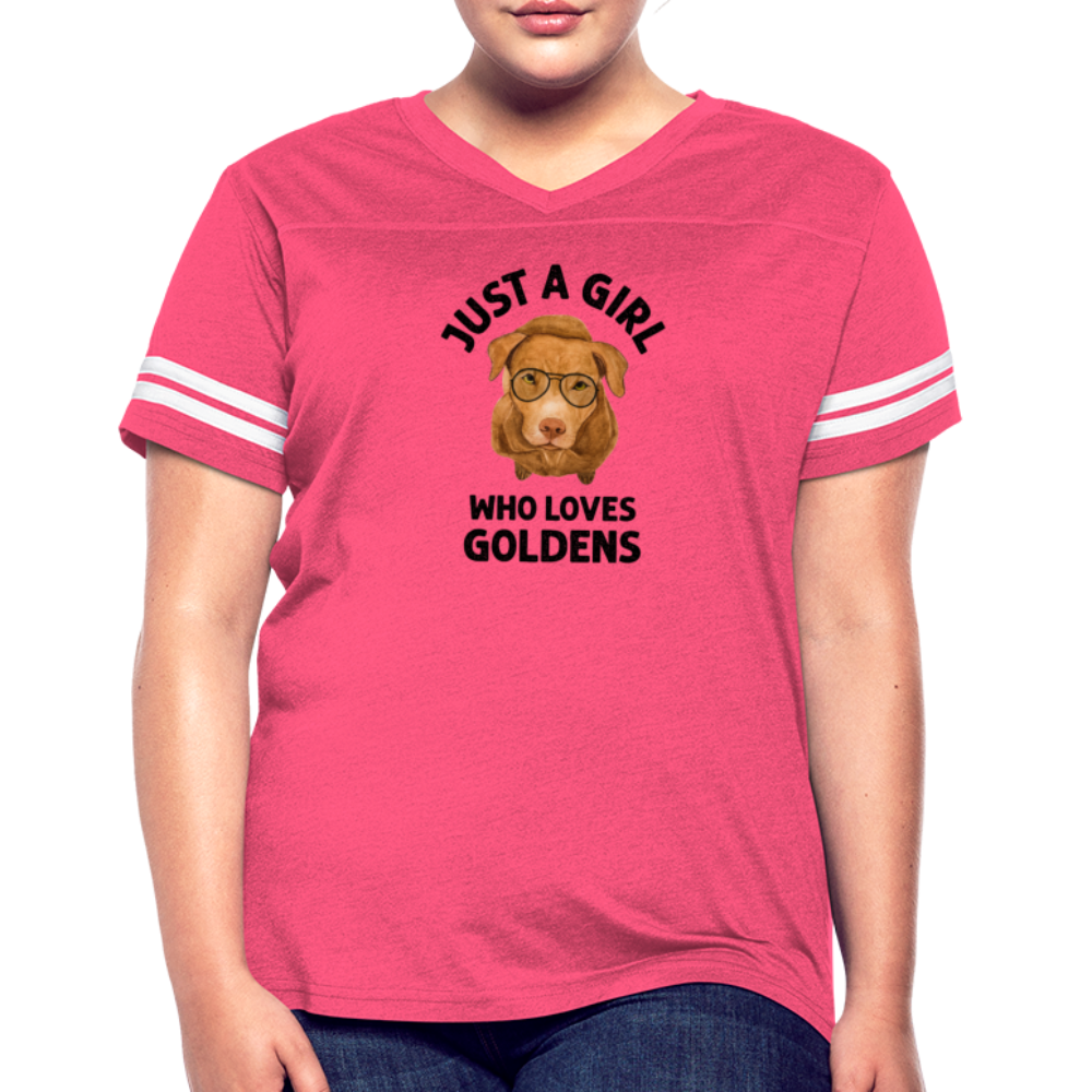 Just a Girl Who Loves Goldens Women’s Vintage Sport T-Shirt - vintage pink/white