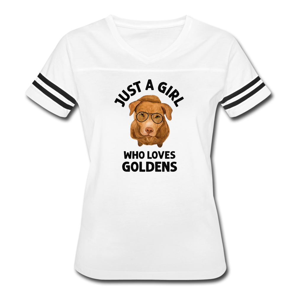 Just a Girl Who Loves Goldens Women’s Vintage Sport T-Shirt - white/black
