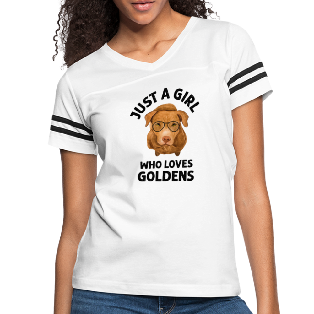 Just a Girl Who Loves Goldens Women’s Vintage Sport T-Shirt - white/black