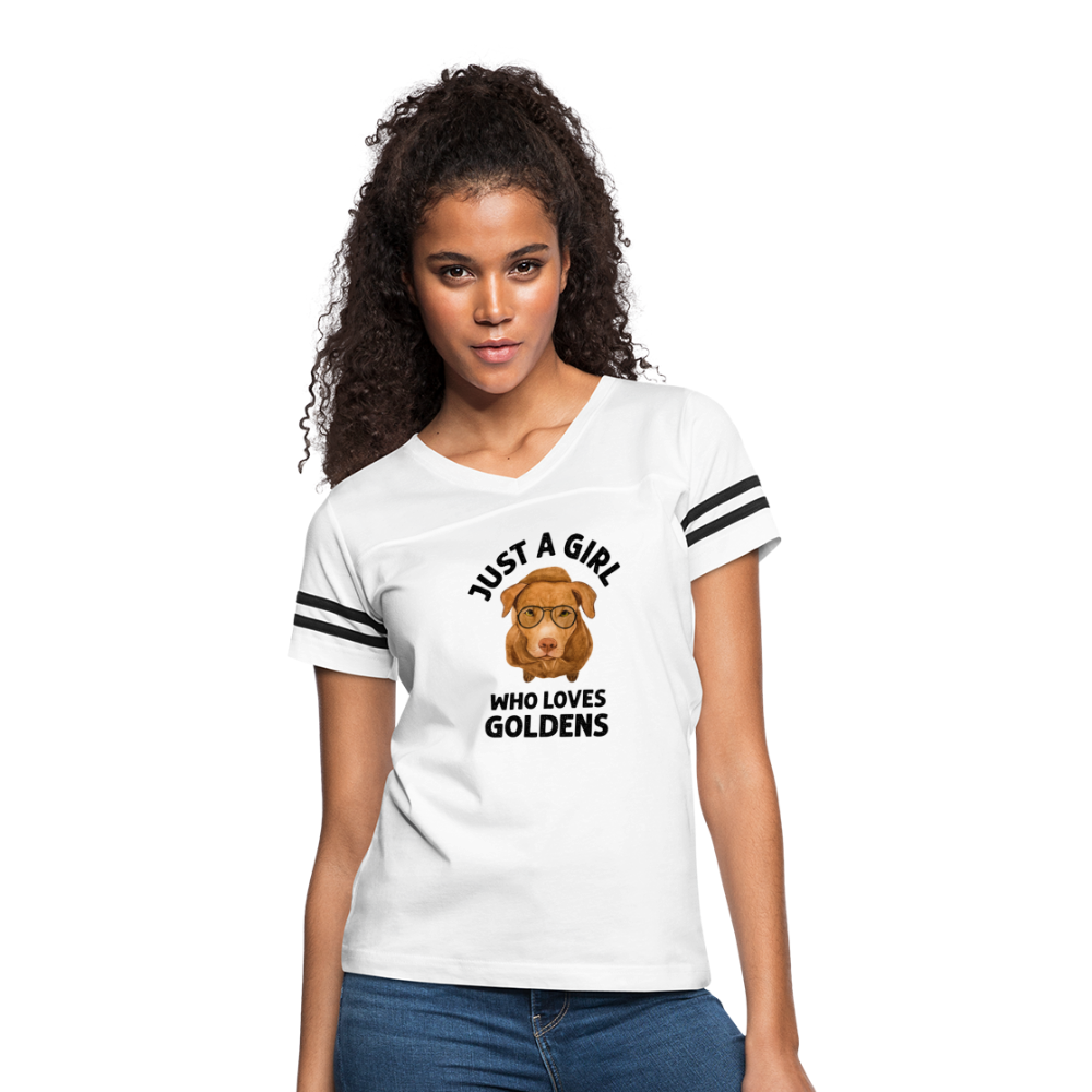 Just a Girl Who Loves Goldens Women’s Vintage Sport T-Shirt - white/black