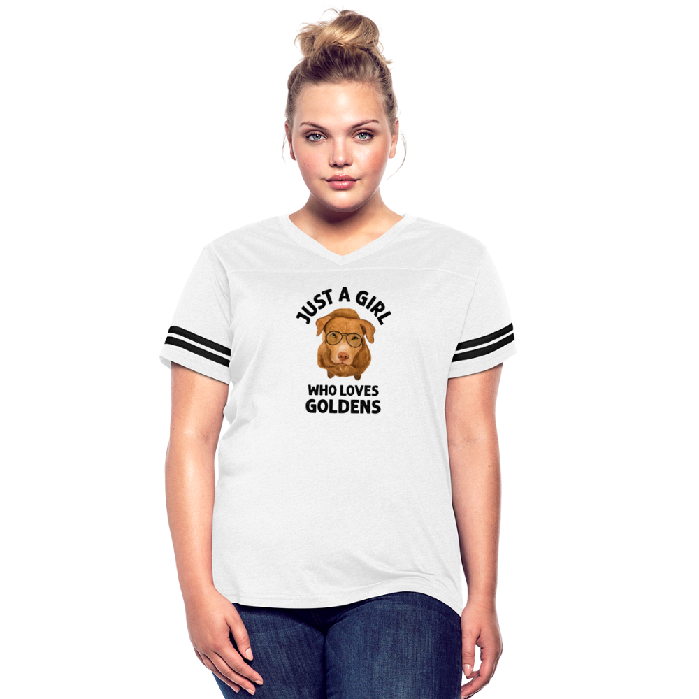 Just a Girl Who Loves Goldens Women’s Vintage Sport T-Shirt - white/black