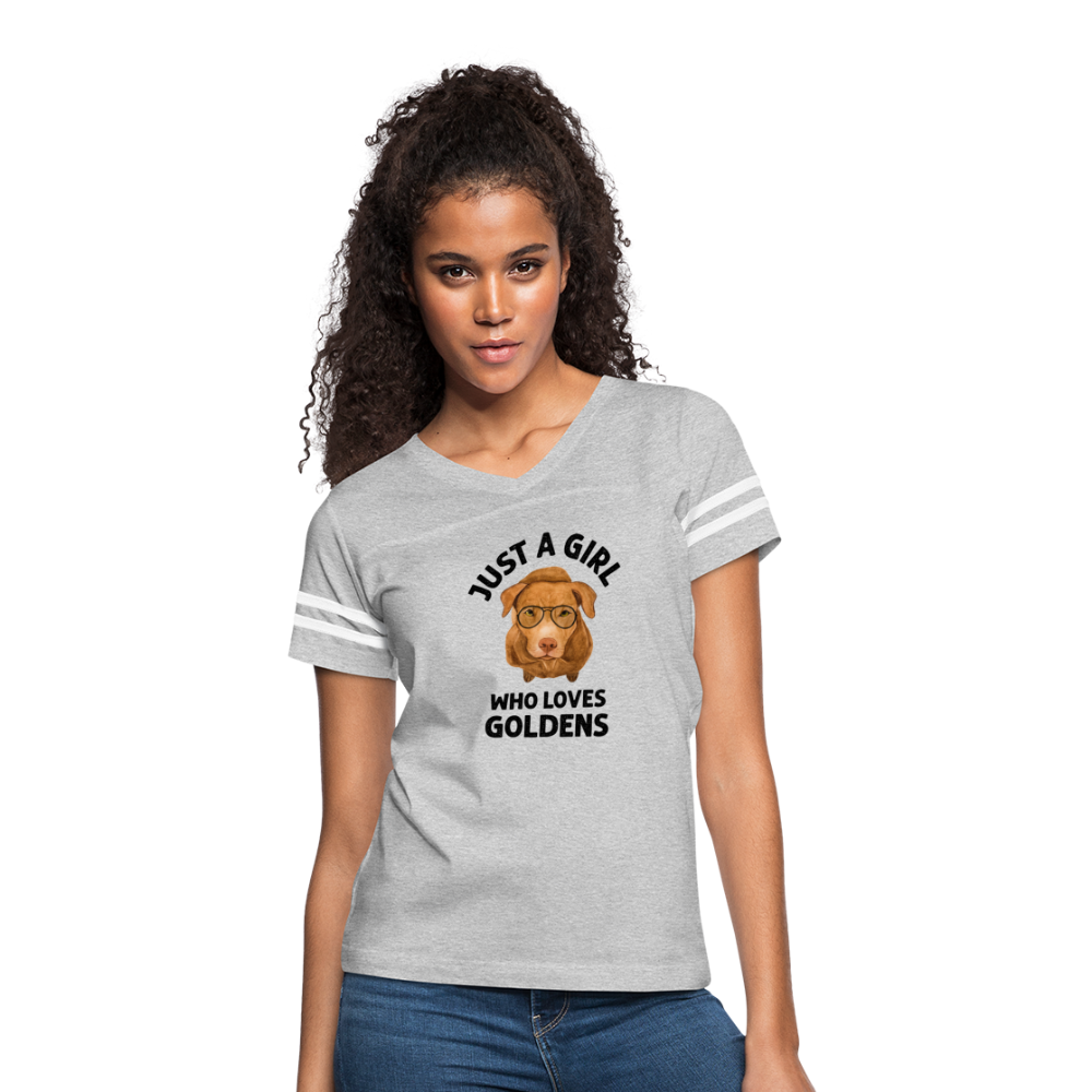 Just a Girl Who Loves Goldens Women’s Vintage Sport T-Shirt - heather gray/white