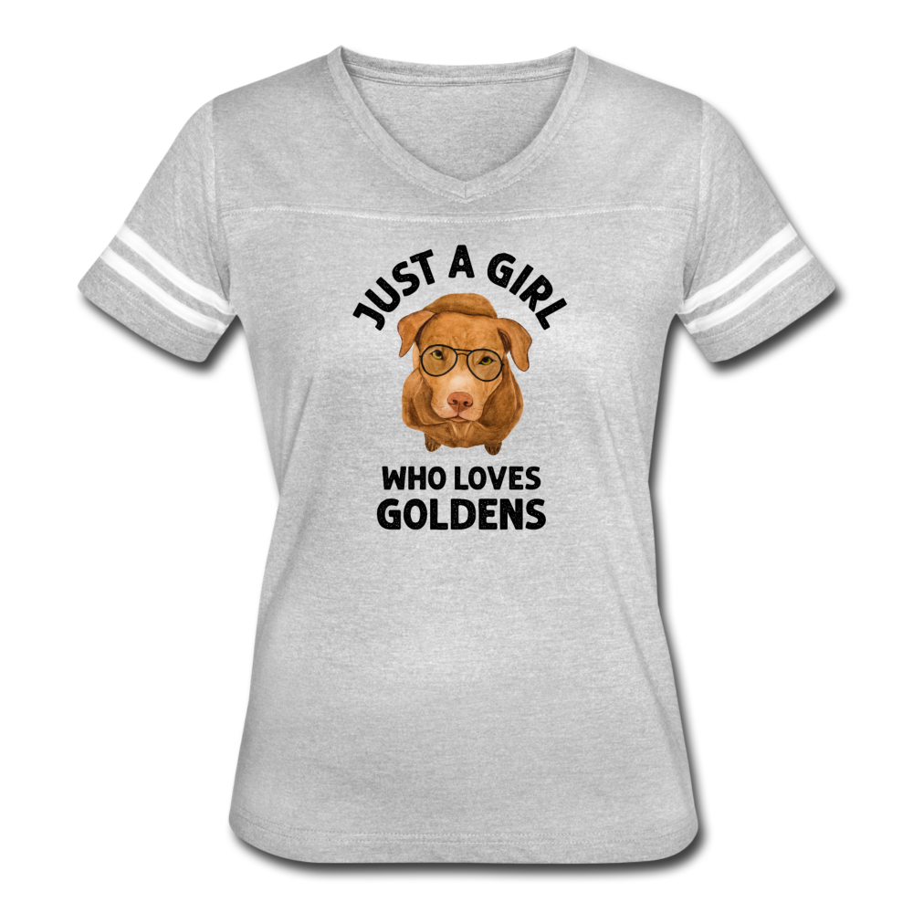Just a Girl Who Loves Goldens Women’s Vintage Sport T-Shirt - heather gray/white