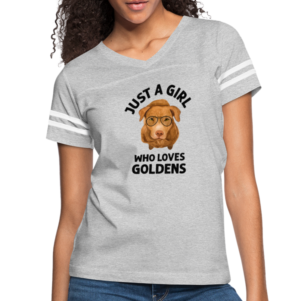 Just a Girl Who Loves Goldens Women’s Vintage Sport T-Shirt - heather gray/white