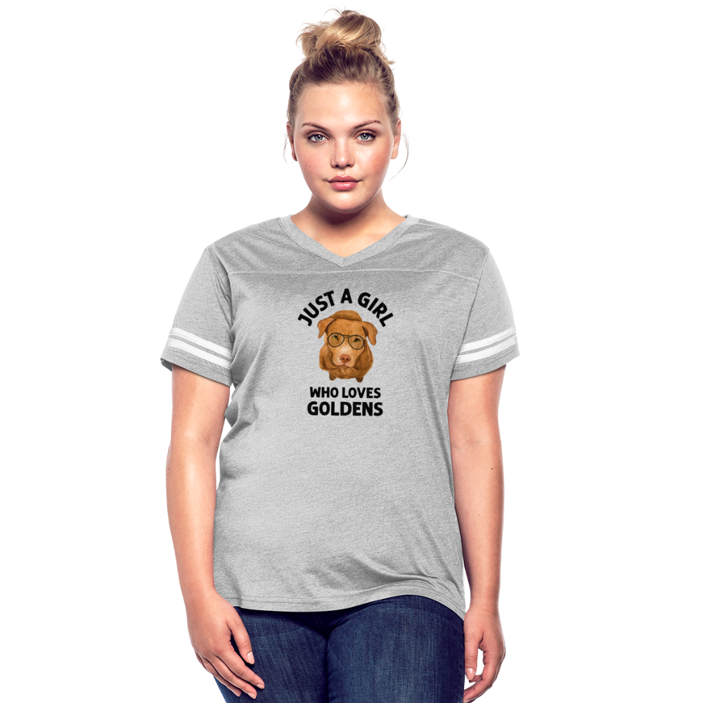 Just a Girl Who Loves Goldens Women’s Vintage Sport T-Shirt - heather gray/white