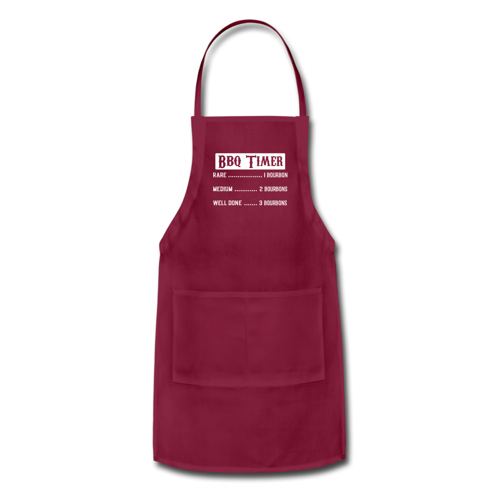 BBQ Timer Bourbon Adjustable Apron - burgundy