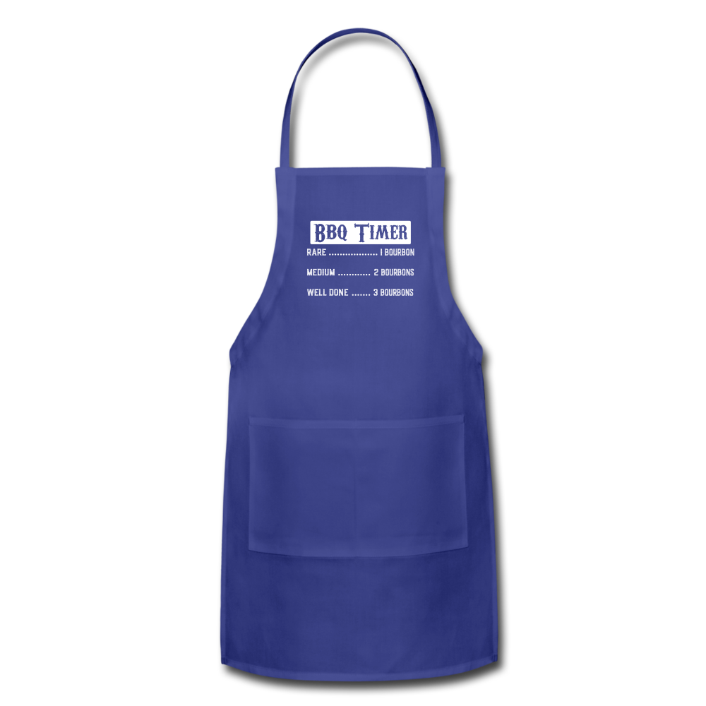 BBQ Timer Bourbon Adjustable Apron - royal blue