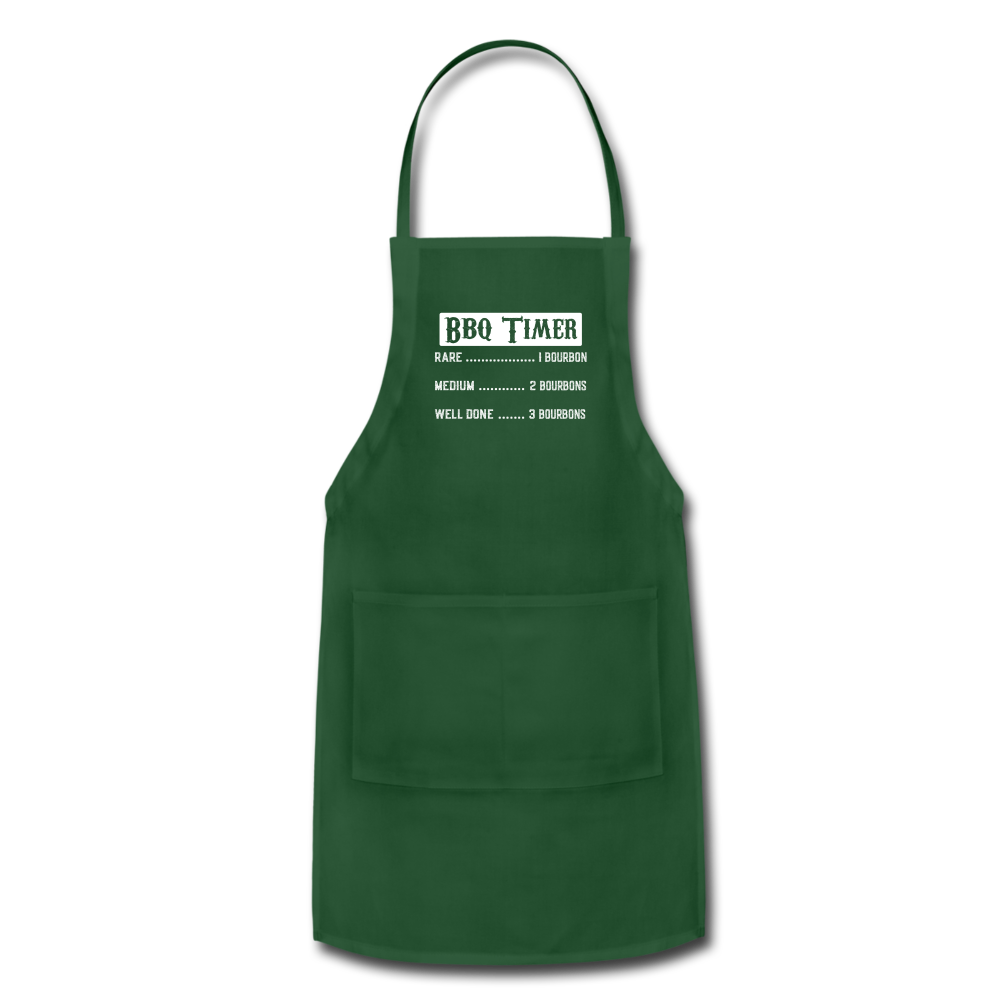 BBQ Timer Bourbon Adjustable Apron - forest green