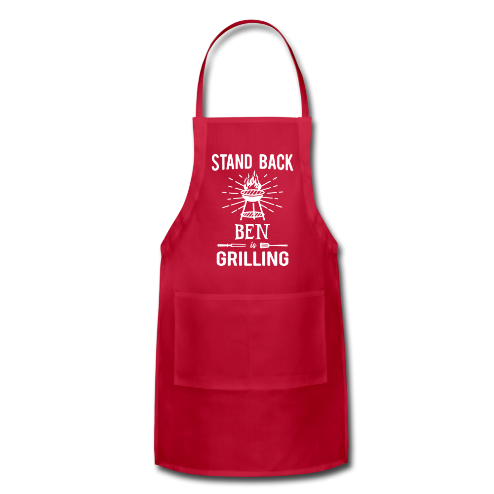 Stand Back Ben Is Grilling Adjustable Apron - red