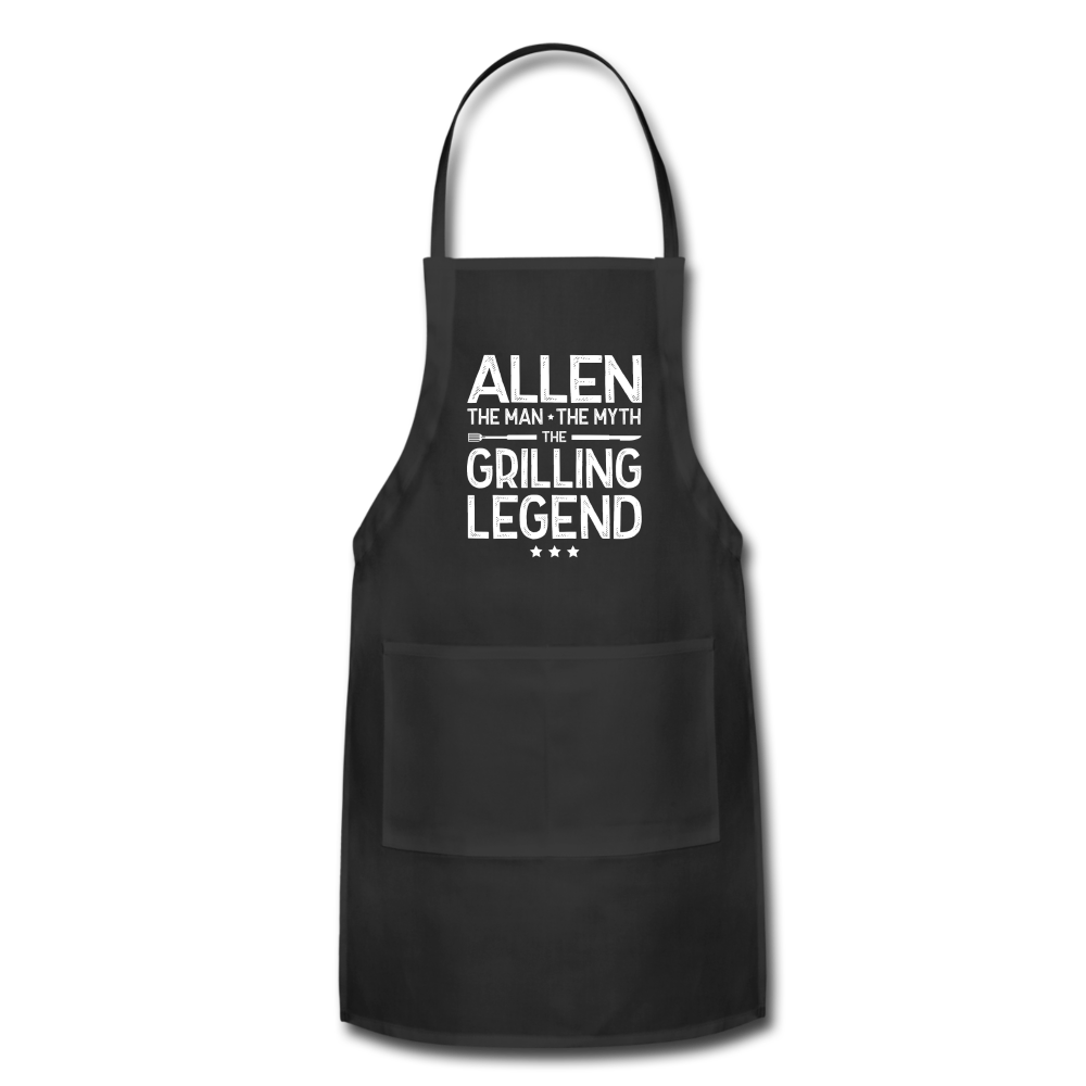 Allen the Man the Myth the Grilling Legend Adjustable Apron - black