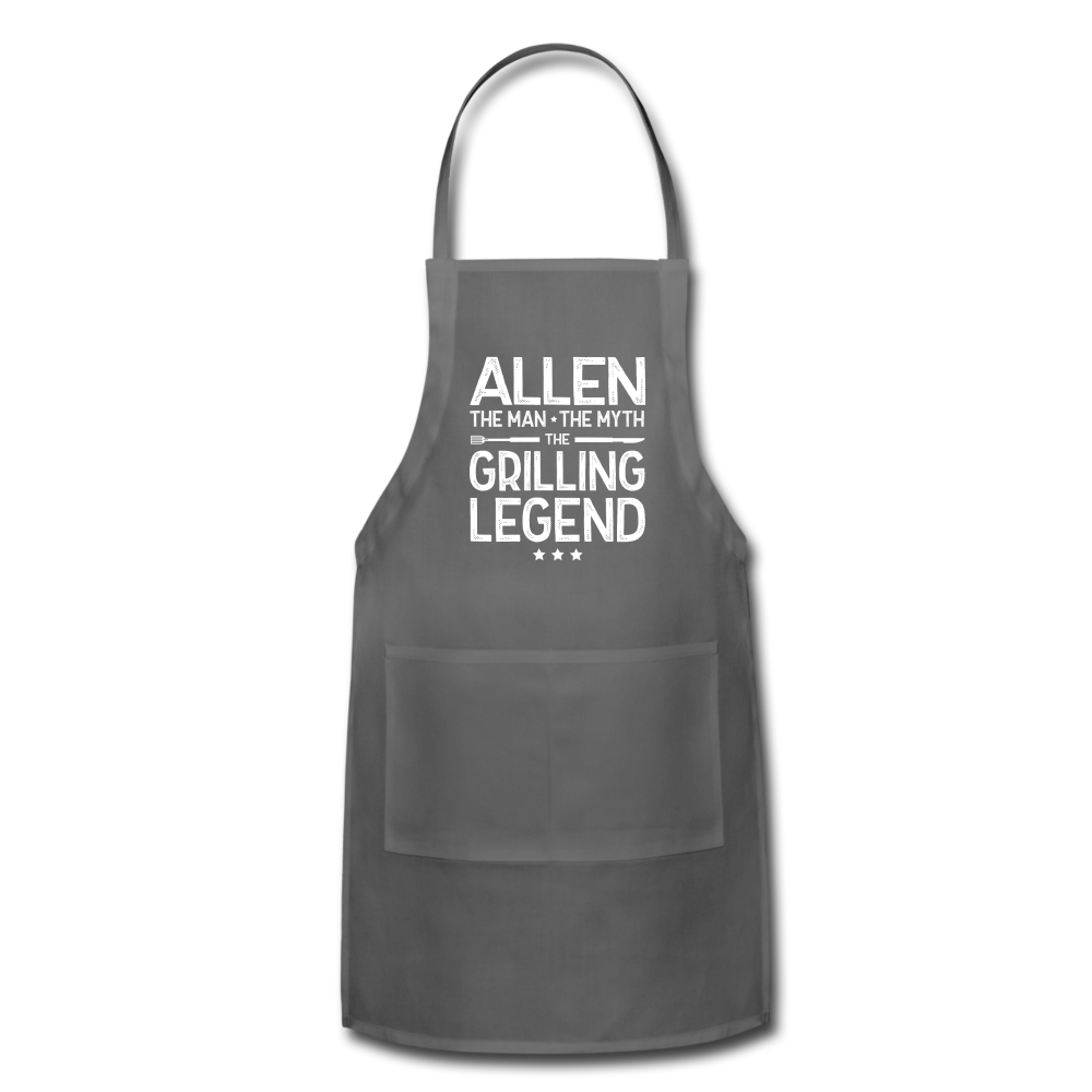 Allen the Man the Myth the Grilling Legend Adjustable Apron - charcoal