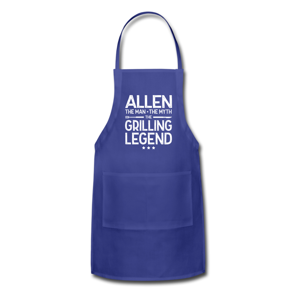 Allen the Man the Myth the Grilling Legend Adjustable Apron - royal blue