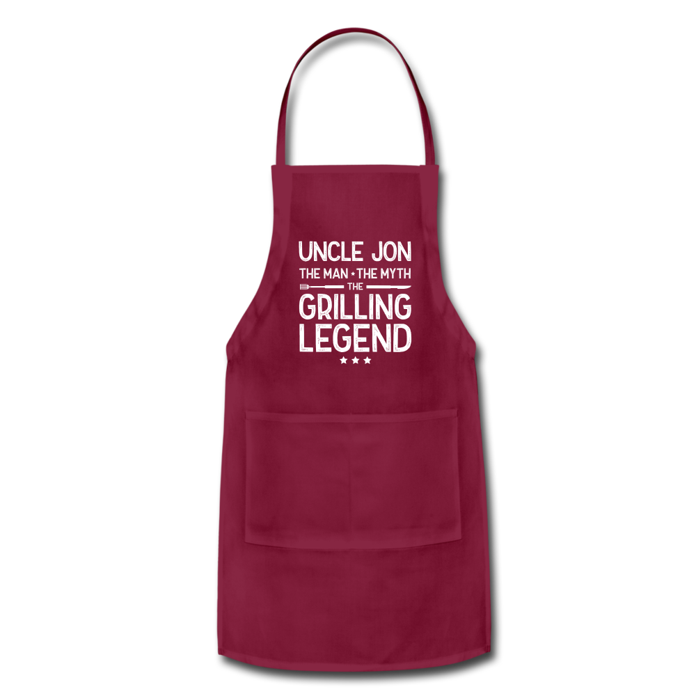 Uncle Jon the Man the myth the Grilling Legend Adjustable Apron - burgundy