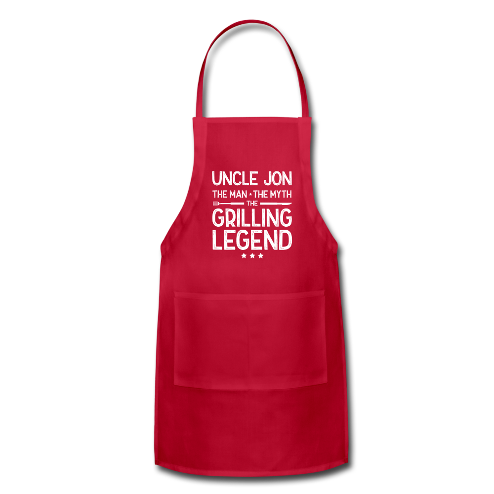 Uncle Jon the Man the myth the Grilling Legend Adjustable Apron - red