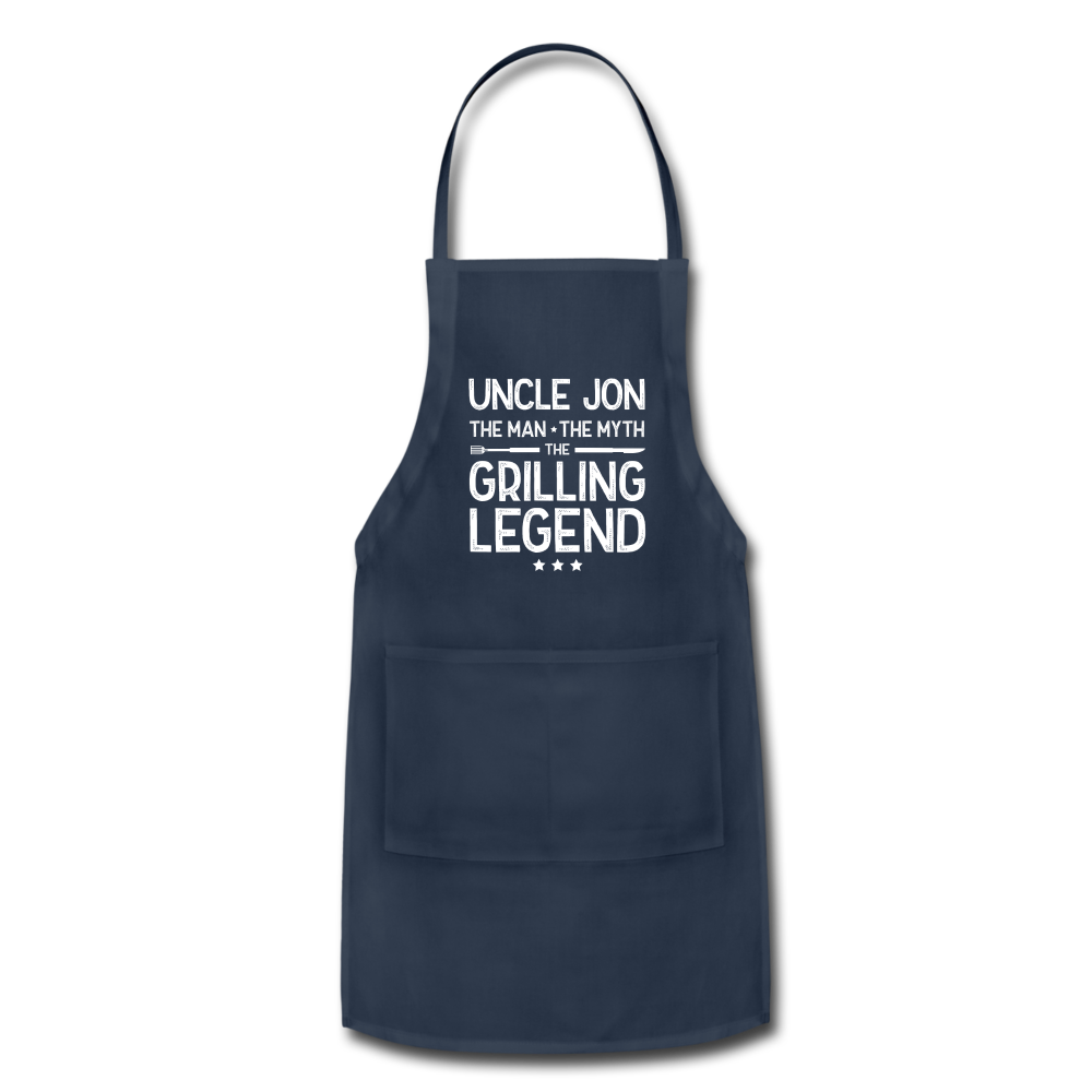 Uncle Jon the Man the myth the Grilling Legend Adjustable Apron - navy