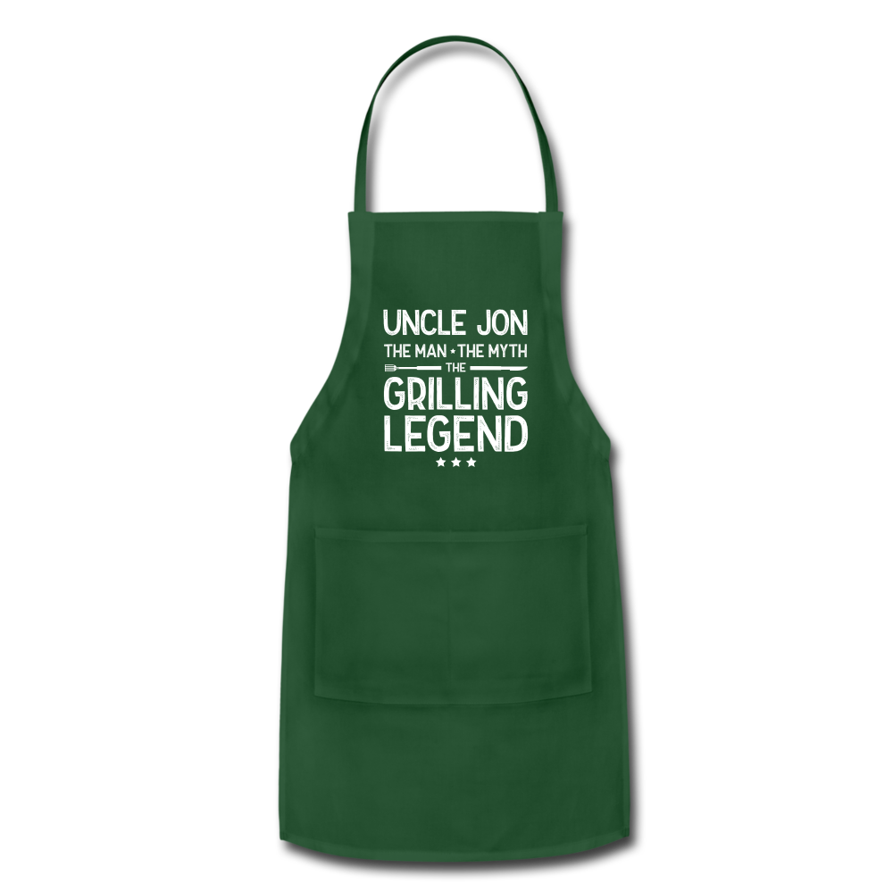 Uncle Jon the Man the myth the Grilling Legend Adjustable Apron - forest green