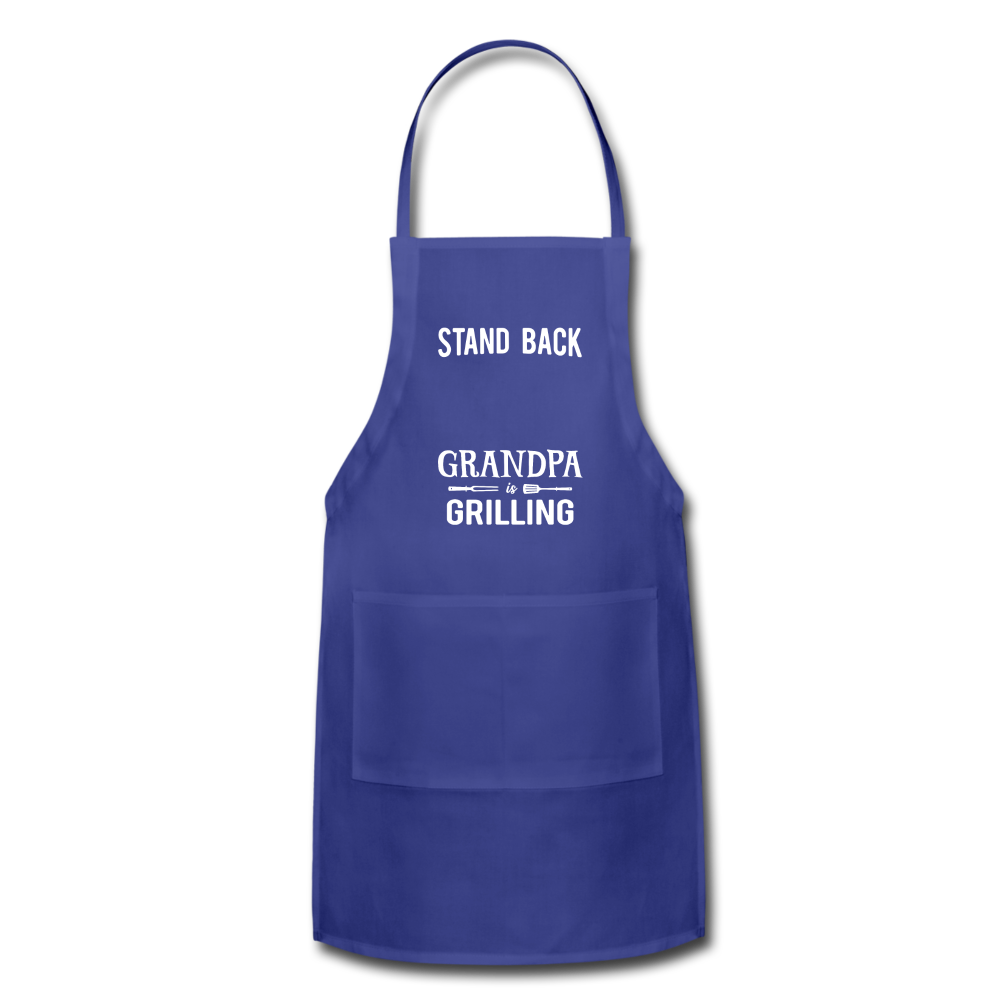 Stand Back Grandpa Is Grilling Blank Adjustable Apron - royal blue