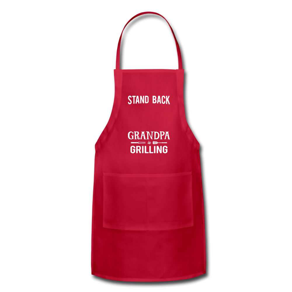 Stand Back Grandpa Is Grilling Blank Adjustable Apron - red