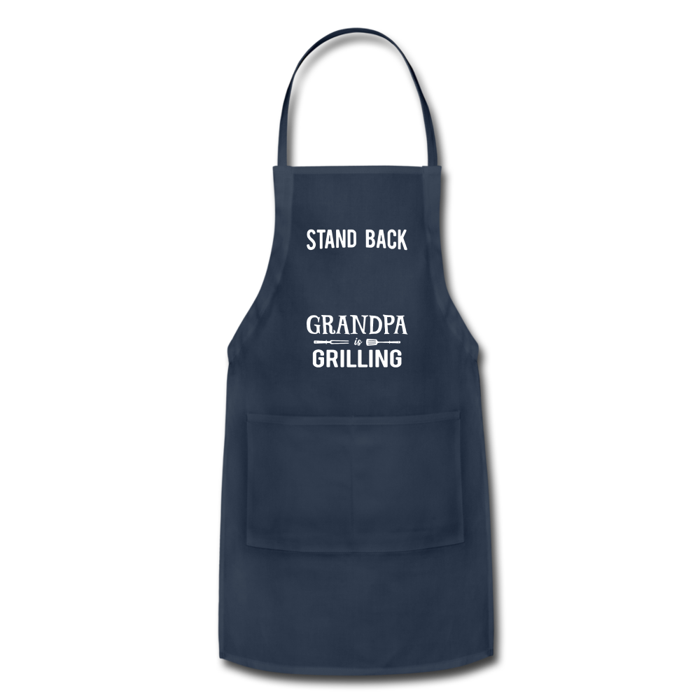 Stand Back Grandpa Is Grilling Blank Adjustable Apron - navy