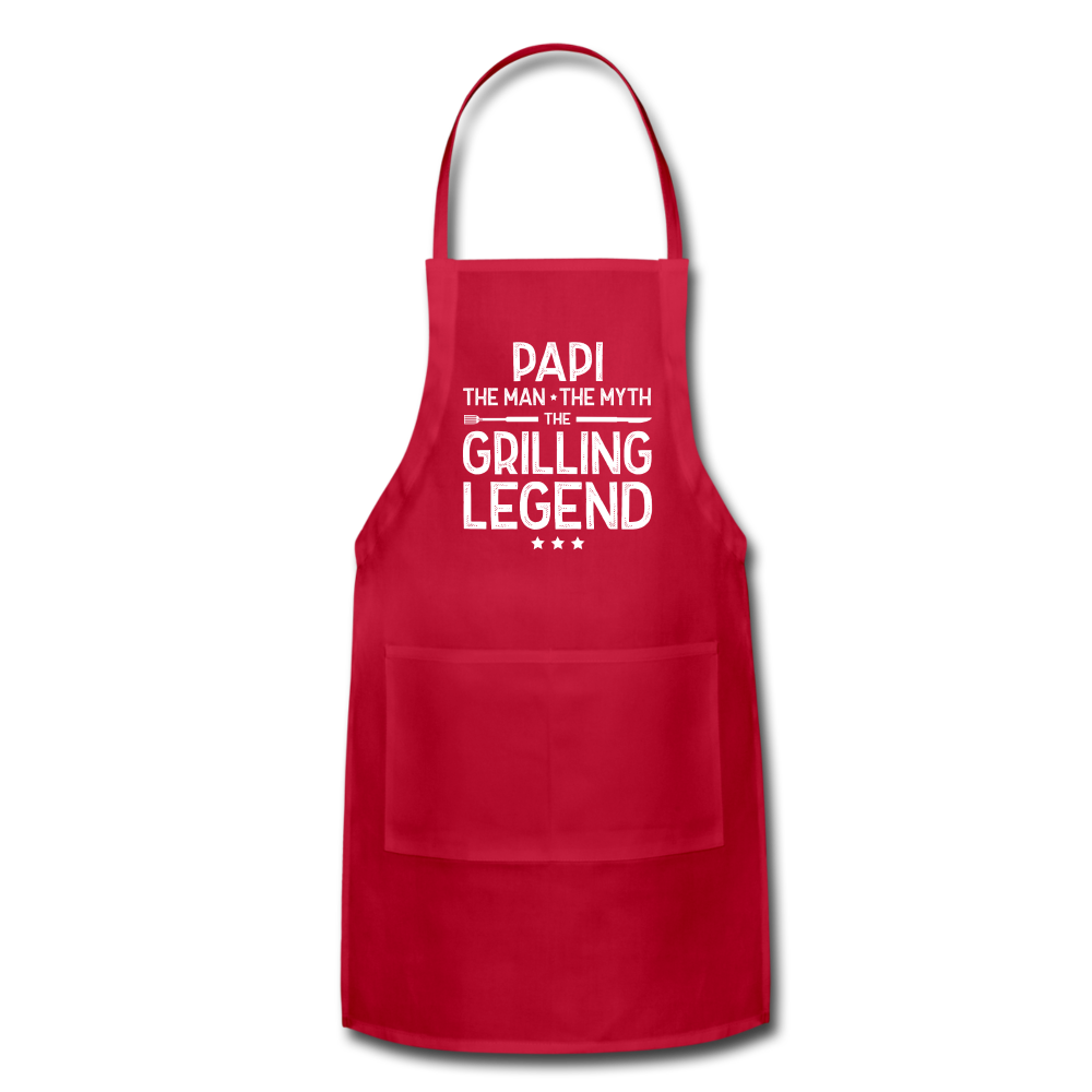 Papi the Man the Myth the Grilling Legend Adjustable Apron - red
