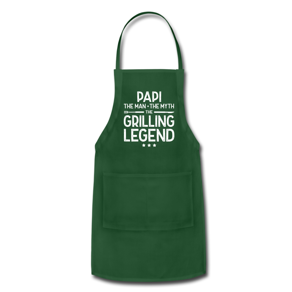 Papi the Man the Myth the Grilling Legend Adjustable Apron - forest green